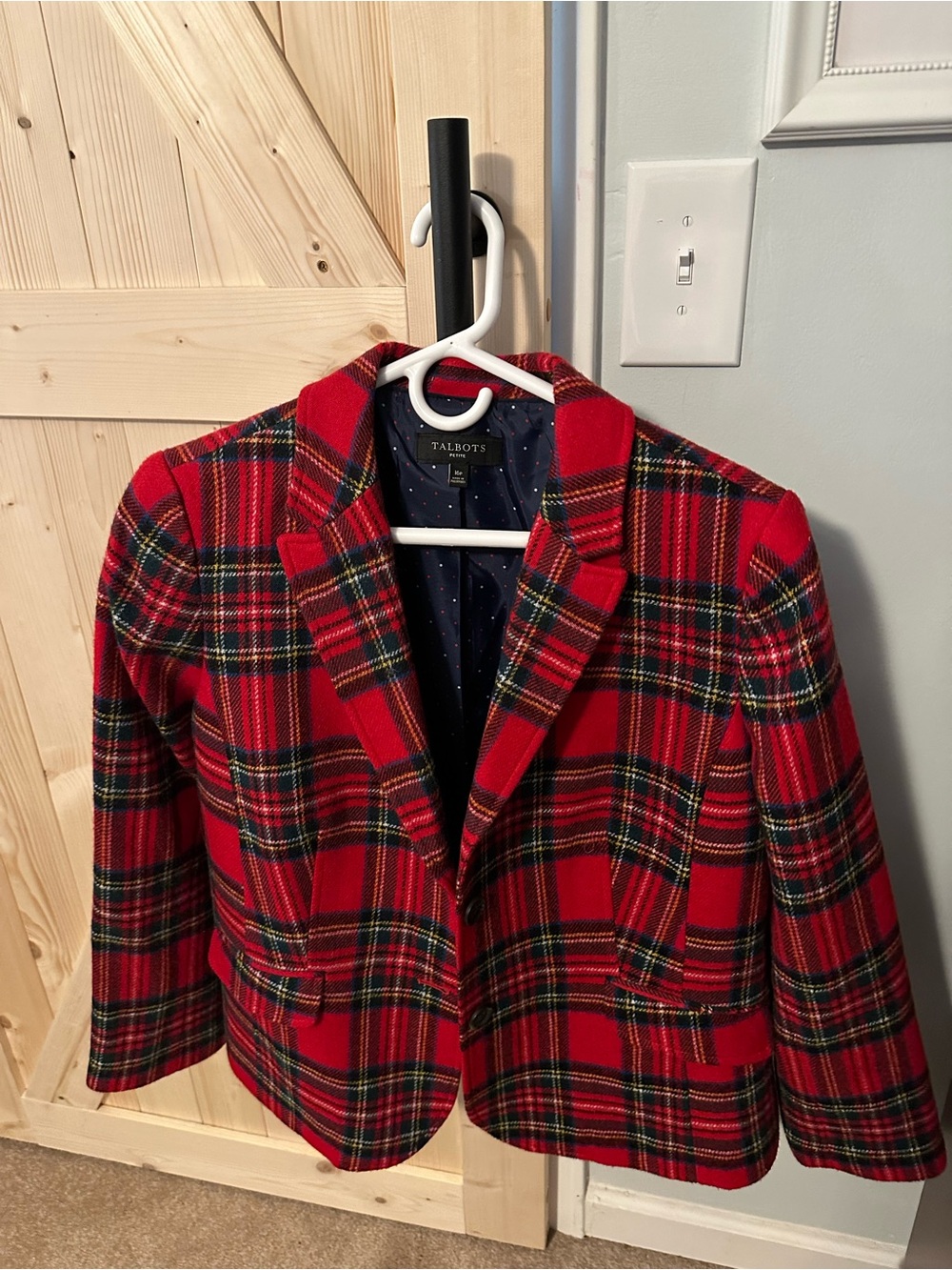 Talbots Red Tartan Plaid Blazer